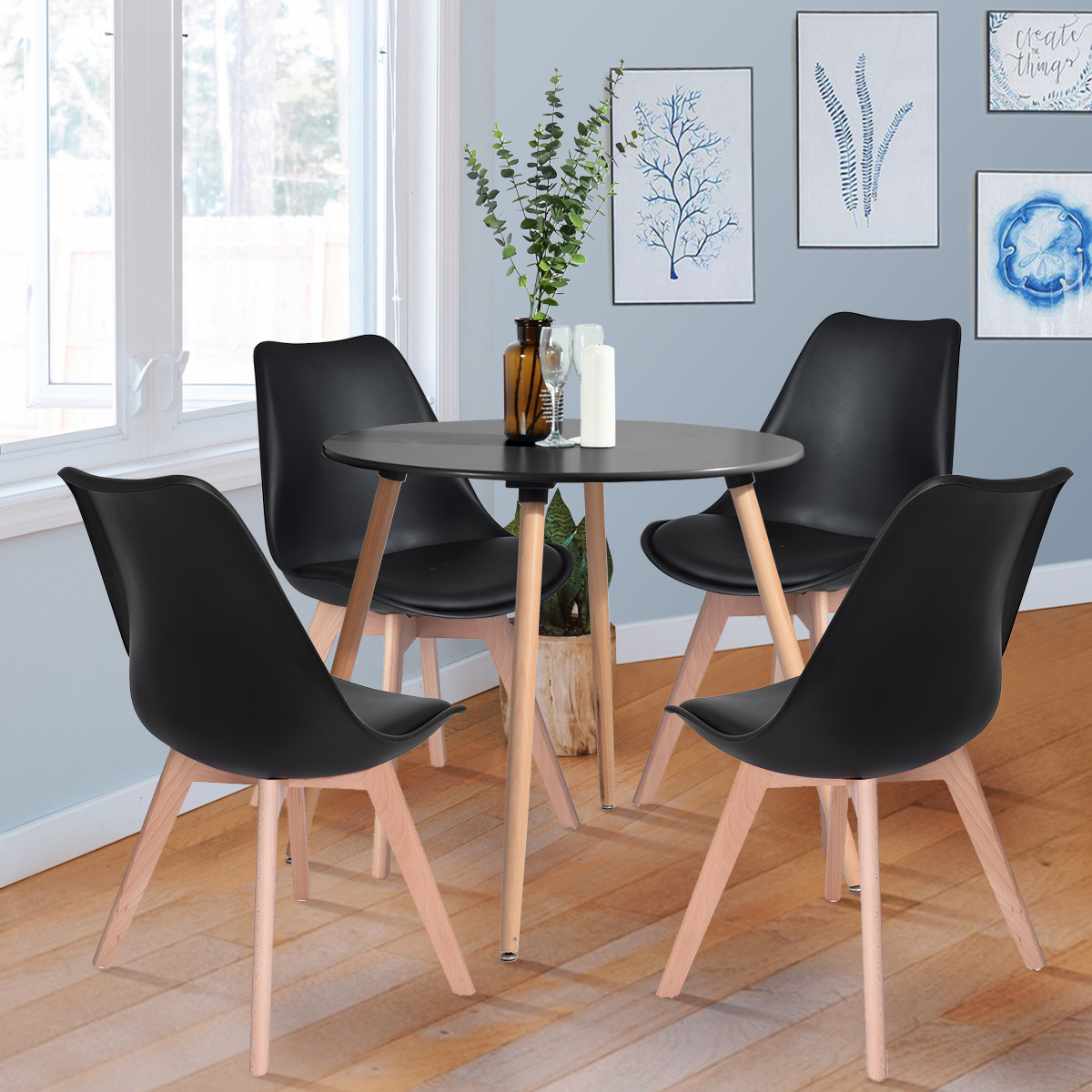 FURNISH1 Lot de 4 Chaises Scandinave Salle à manger Plastique Siège en