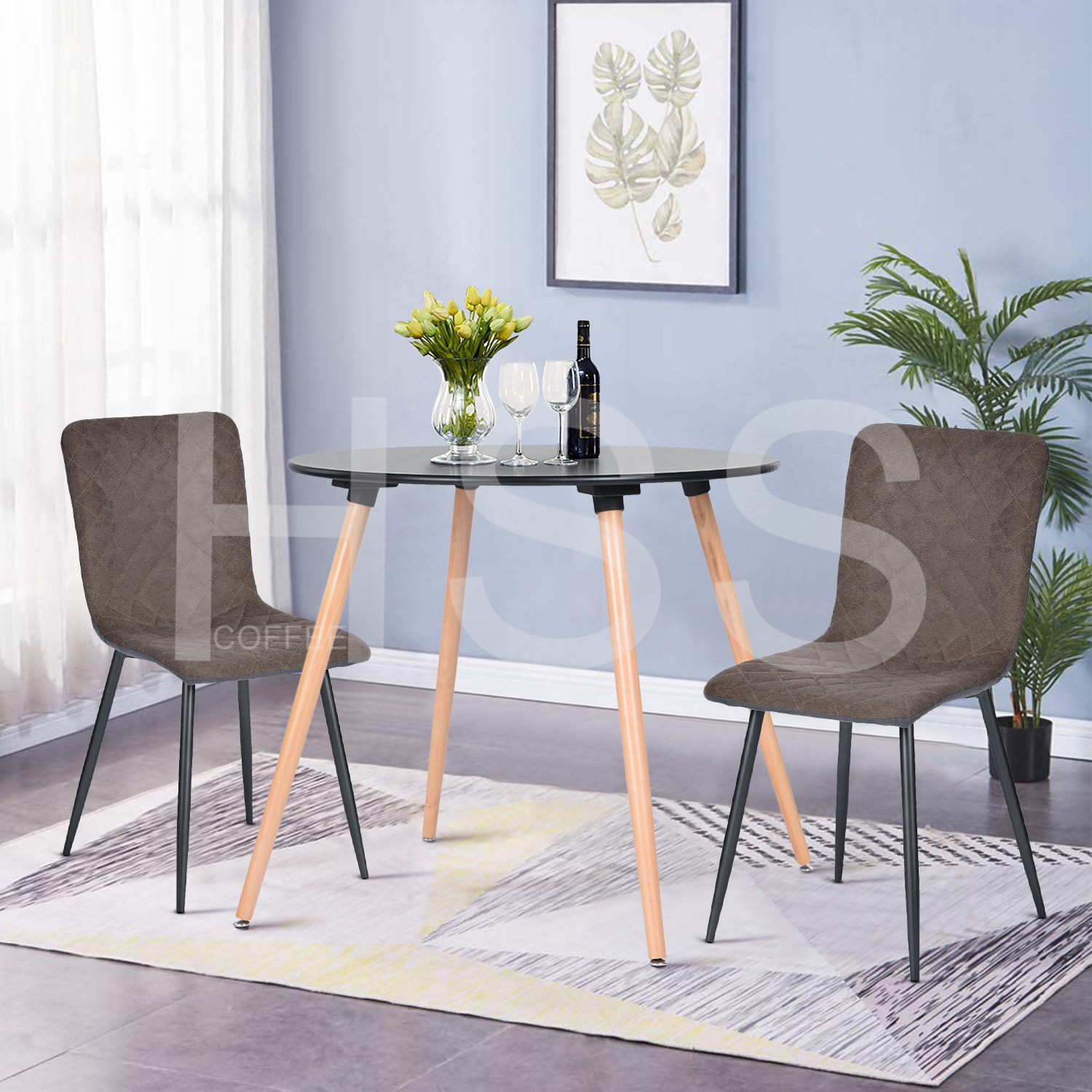 HOMY CASA Table à manger noir 4 places ronde bois - Cdiscount Maison