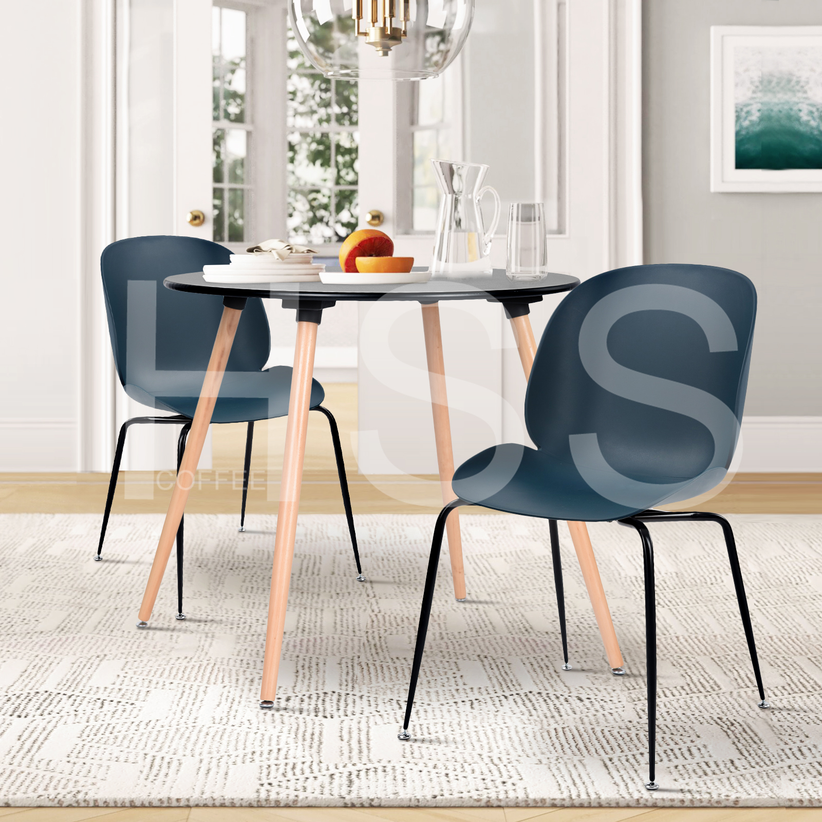 HOMY CASA Table à manger noir 4 places ronde bois - Cdiscount Maison