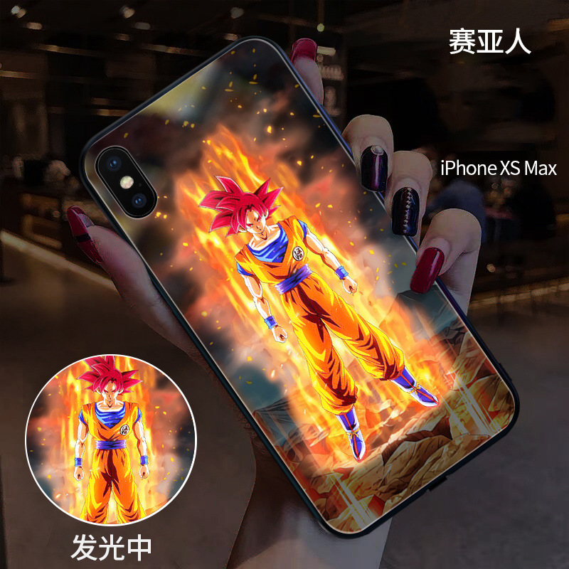 Cool Anime LED Light-up Glass Phone Case Cover for iPhone 7 X 11 12 Pro