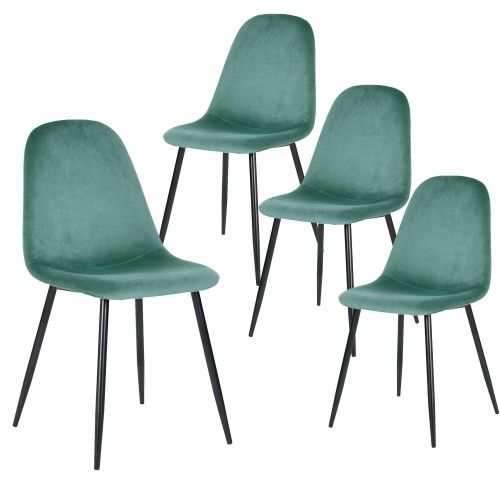 Lot de 4 CHARLTON VELVET GREEN SPRAY LEG