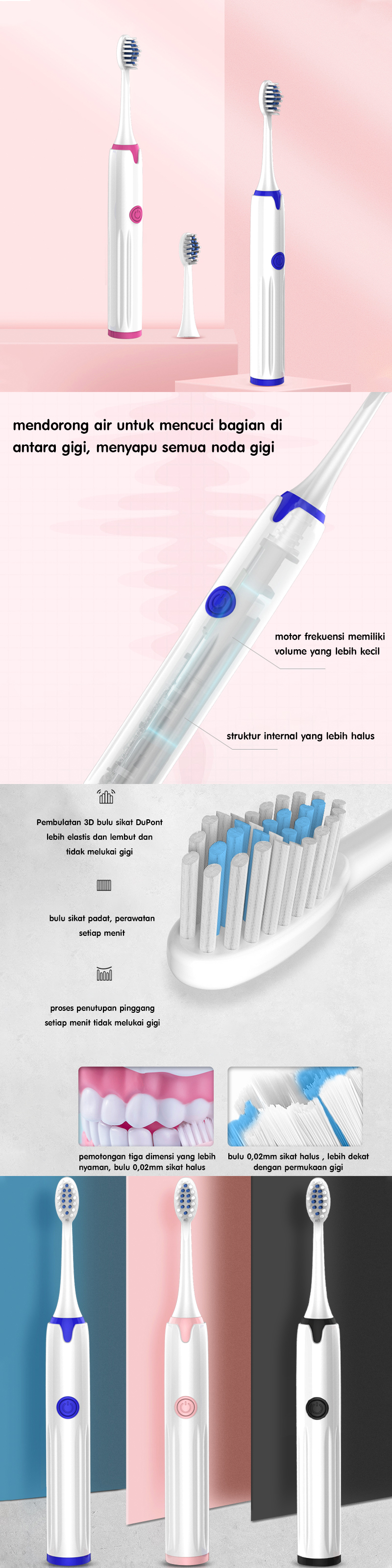 Jual TERBARU 2021 Sikat Gigi Elektrik Tipe Z4 Tahan Air Banyak Warna
