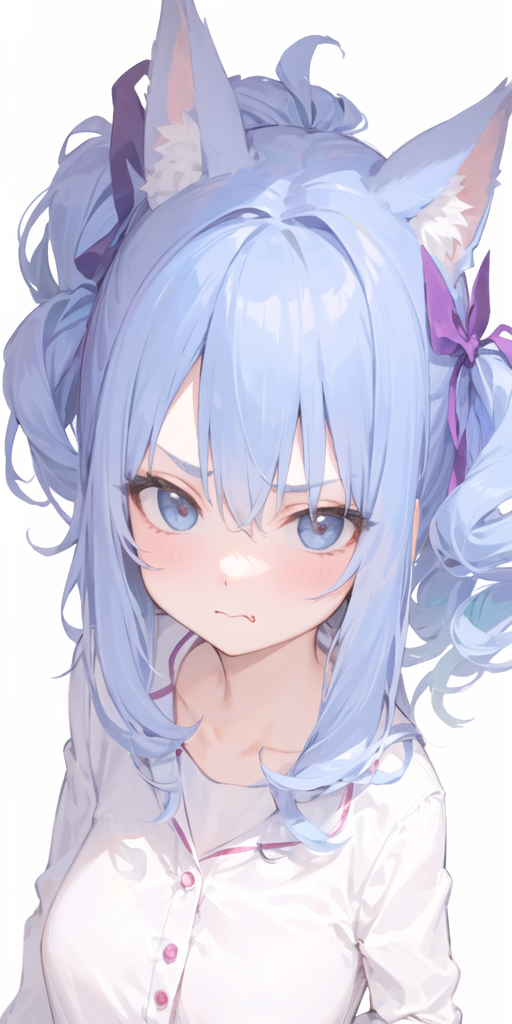 01244 2262578349 ((masterpiece,best quality)),1girl, long hair, blue hair,bangs,animal ears,purple h