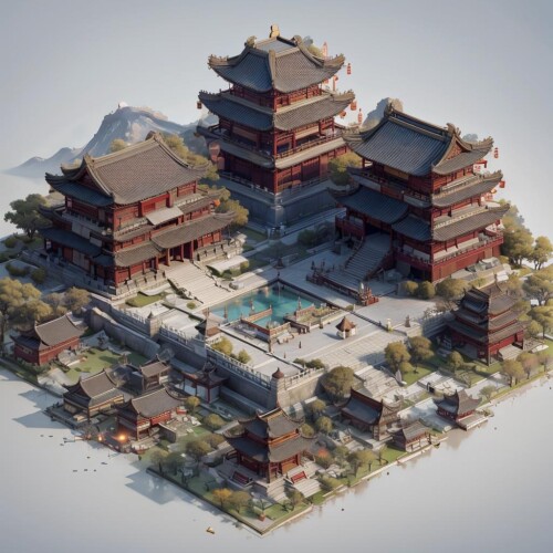 Isometric Chinese style Architecture LoRa