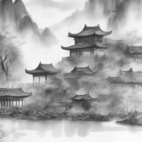 28183-3051696672-no-humans-tree-architecture-east-asian-architecture-scenery-building-white-background-fog-outdoors