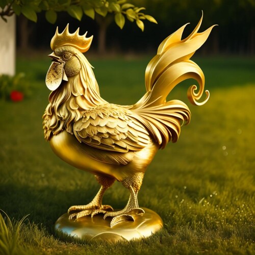 00285 3490546053 a (goldcarvingcd, shiny 1.1) rooster, (solo 1.2), standing in lawn, , no humans, hi