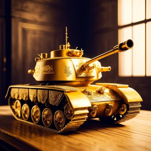 00362 780883500 a (goldcarvingcd, shiny 1.1) tank, toy model, (solo 1.2), , no humans, high quality,