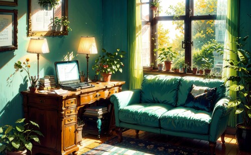 14513-46185244-living-room-couch-window-curtains-dappled-sunlight-potted-plant-table-cabinetbookshelf-paper-desk-lamp-typewriter.jpg