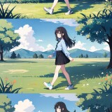 20221021193764-3857540070-masterpiece-best-quality-1girl-solo-long-hair-skirt-outdoors-cloud-black-hair-blue-eyes-shirt-long-sleeves-shoes-sk