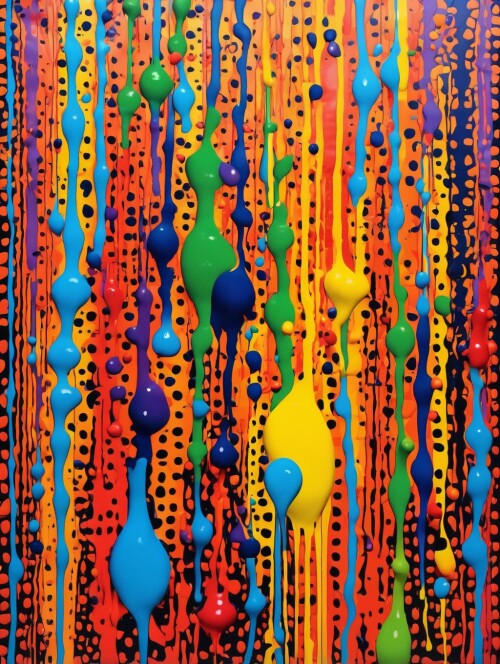 00986 3911466411 lora Dripping Art 1 Dripping Art Yayoi Kusama style art psychedelic colorful Happy 