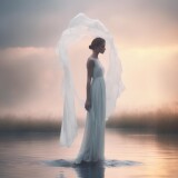 01115-183283693-_lora_Elizabeth-Gadd-Style_1_Elizabeth-Gadd-Style---a-woman-wearing-a-white-dress-across-the-water-in-the-style-of-soft-atmosph