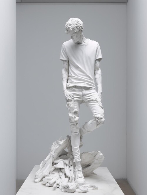 01579 339962629 lora Daniel Arsham Style 1 Daniel Arsham Style a skinny white marble statue sculptur