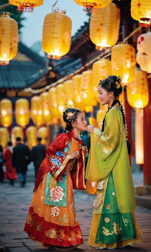 24241493 923470624 A captivating photograph capturing the essence of the Lantern Festival, where two