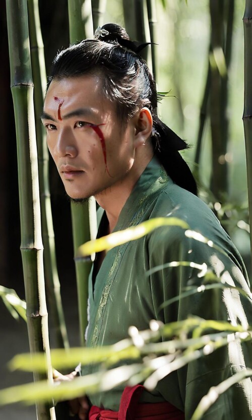 24241512 3121233979 In the heart of a mystical bamboo forest,a weathered and experienced martial art