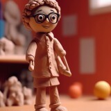 00038-2111566206-_lora_Stop-Motion-Animation_1_Stop-Motion-Animation---Photo-of-a-Teacher-doll-made-of-clay.-Bright-background-in-one-color.-spac