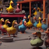 00058-2582148482-_lora_Stop-Motion-Animation_1_Stop-Motion-Animation---A-detailed-3D-clay-model-of-brightly-colored-geese-working-as-mechanics-in