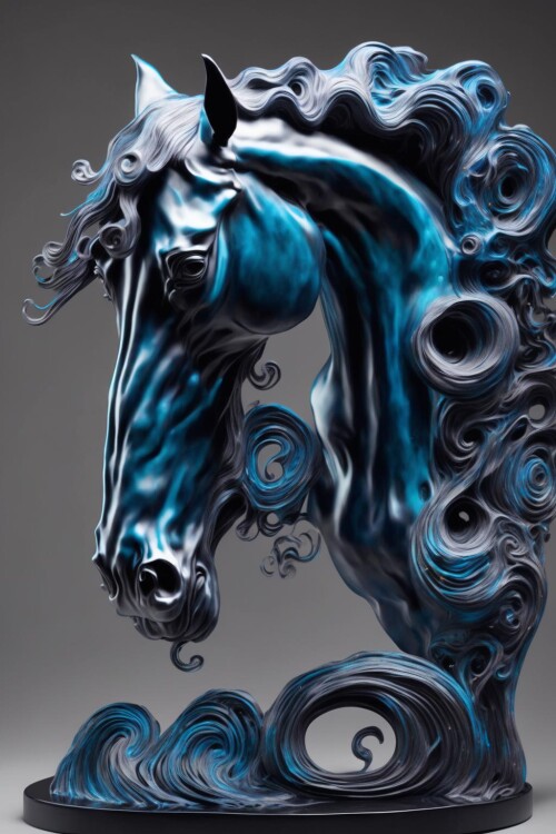 00138 4294133177 lora Surreal Harmony 1 Surreal Harmony a sculpture of a horse with its mane made up