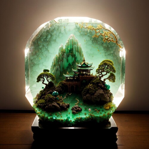 09313 1451912132 photorealistic,realive,miniature,bonsai in glass box,independent building,grass,nat