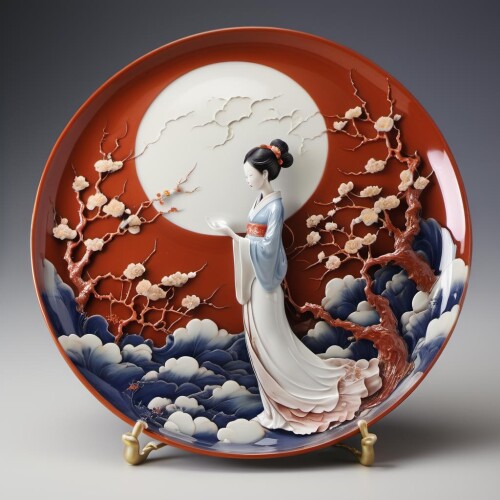 16584 3337701596 arien porcelain,plate porcelain that A woman under the moon,(Mid Autumn Festival) l