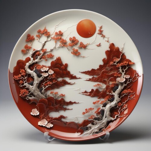 16585 480049881 arien porcelain,plate porcelain that A woman under the moon,(Mid Autumn Festival) lo