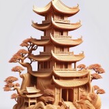 00834-3778419541-A-woodcarving-towersmooth-surfacefull_bodyrimming-lightwhite_backgroundplayful-illustrationsplayfuldreamy-imageryChine