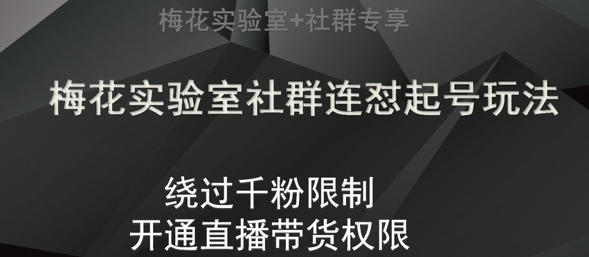 梅花实验室社群连怼起号玩法，视频号绕过千粉限制，开通直播带货权限【揭秘】第一学习库-致力于各大收费VIP教程和网赚项目分享第一学习库