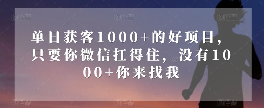 单日获客1000 的好项目，只要你微信扛得住，没有1000 你来找我【揭秘】第一学习库-致力于各大收费VIP教程和网赚项目分享第一学习库